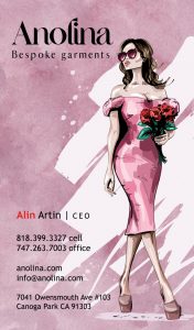 Vertical business card design for a fashio company